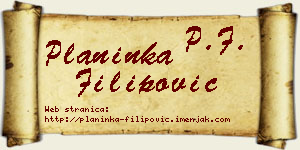 Planinka Filipović vizit kartica
